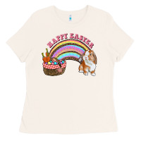 Bone Happy Easter Bunny And Egg Basket Rainbow Ladies Tee - RanaPortraitStore