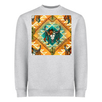 Heather Grey native american aztec seamless pattern Heavyweight Sweatshirt - BundleAndBundleShop