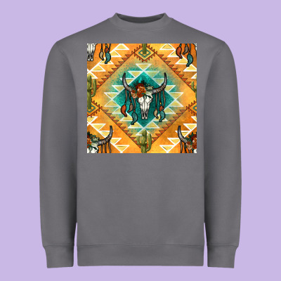 Native American Aztec Seamless Pattern Heavyweight Sweatshirt Designed By Bundleandbundleshop
