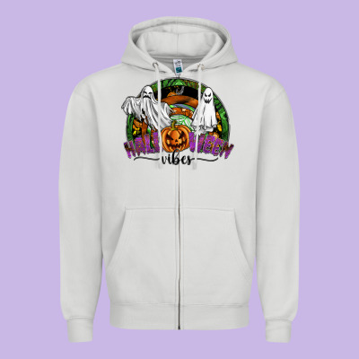 Halloween Vibes Zipper Hoodie Designed By Sublimationcraftshop