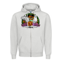 Dove Grey halloween vibes Zipper Hoodie - SublimationCraftShop
