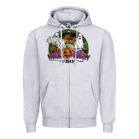 Heather Grey halloween vibes Zipper Hoodie - SublimationCraftShop