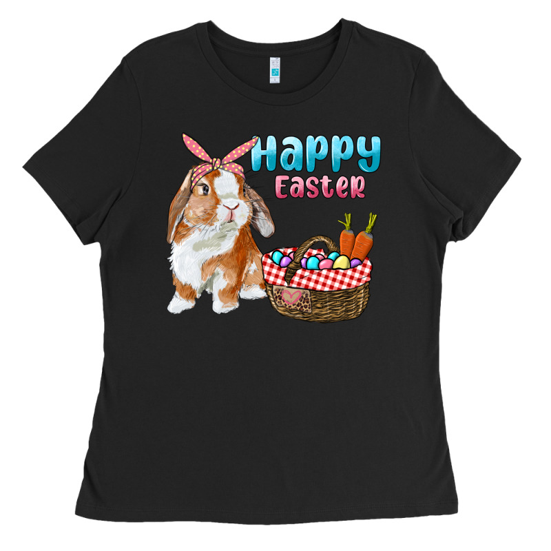 Happy Easter Bunny And Egg Basket Ladies Tee by RanaPortraitStore | Teevron