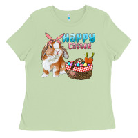 Matcha Happy Easter Bunny And Egg Basket Ladies Tee - RanaPortraitStore