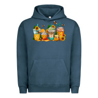Pigment Midnight Navy bumble bee coffee cups Urban Hoodie - AdoDesignShop