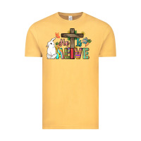 Vintage Mustard He is alive Easter Day Vintage Tee - HowdyJamesFarm