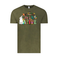Vintage Olive He is alive Easter Day Vintage Tee - HowdyJamesFarm