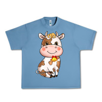 Pebble Blue Cartoon Cow Urban Heavy Tee - HowdyJamesFarm