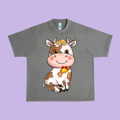 Cartoon Cow Urban Heavy Tee Designed By Howdyjamesfarm