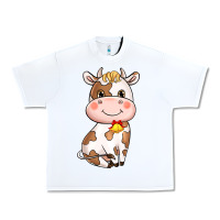 White Cartoon Cow Urban Heavy Tee - HowdyJamesFarm