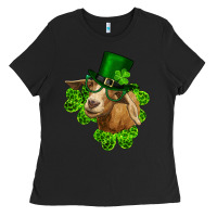 St. Patrick's Day Goat Clovers And Leprechaun Hat Ladies Tee | Teevron