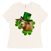 Bone st. patrick's day goat clovers and leprechaun hat Ladies Tee - RanaPortraitStore