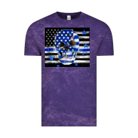 Cloud Purple police flag patriotic skull Vintage Tee - TumblerDesignByShophia