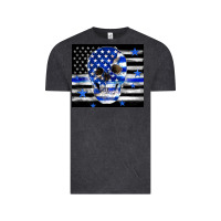 Vintage Black police flag patriotic skull Vintage Tee - TumblerDesignByShophia