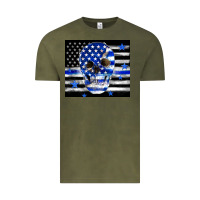 Vintage Olive police flag patriotic skull Vintage Tee - TumblerDesignByShophia