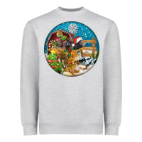 Heather Grey Christmas  farm animals Heavyweight Sweatshirt - FaDigitalArtStudio