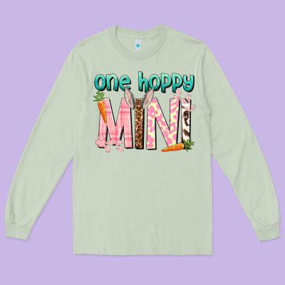 One Hoppy Mini Easter Day Long Sleeve Tee Designed By Howdyjamesfarm