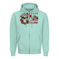 Seafoam Merry Christmas  skull Zipper Hoodie - CowhideDigitalArt
