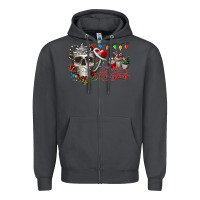 Smoke Merry Christmas  skull Zipper Hoodie - CowhideDigitalArt