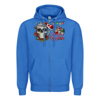 True Royal Merry Christmas  skull Zipper Hoodie - CowhideDigitalArt