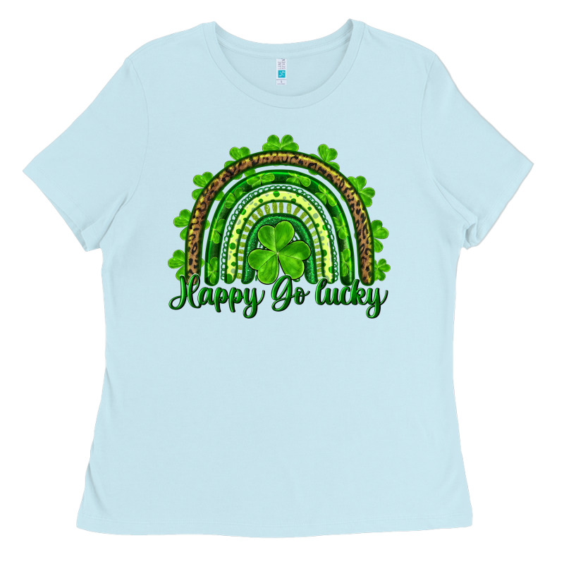 Saint Patricks Day Happy Go Lucky Rainbow Ladies Tee by RanaPortraitStore | Teevron