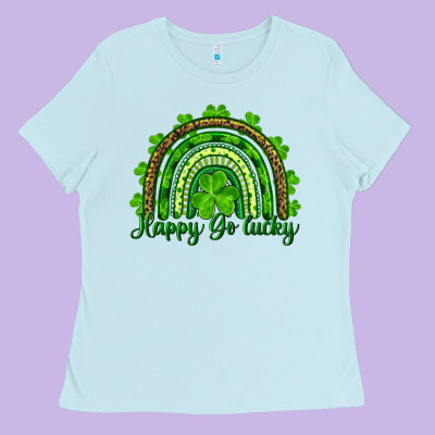 Saint Patricks Day Happy Go Lucky Rainbow Ladies Tee Designed By Ranaportraitstore