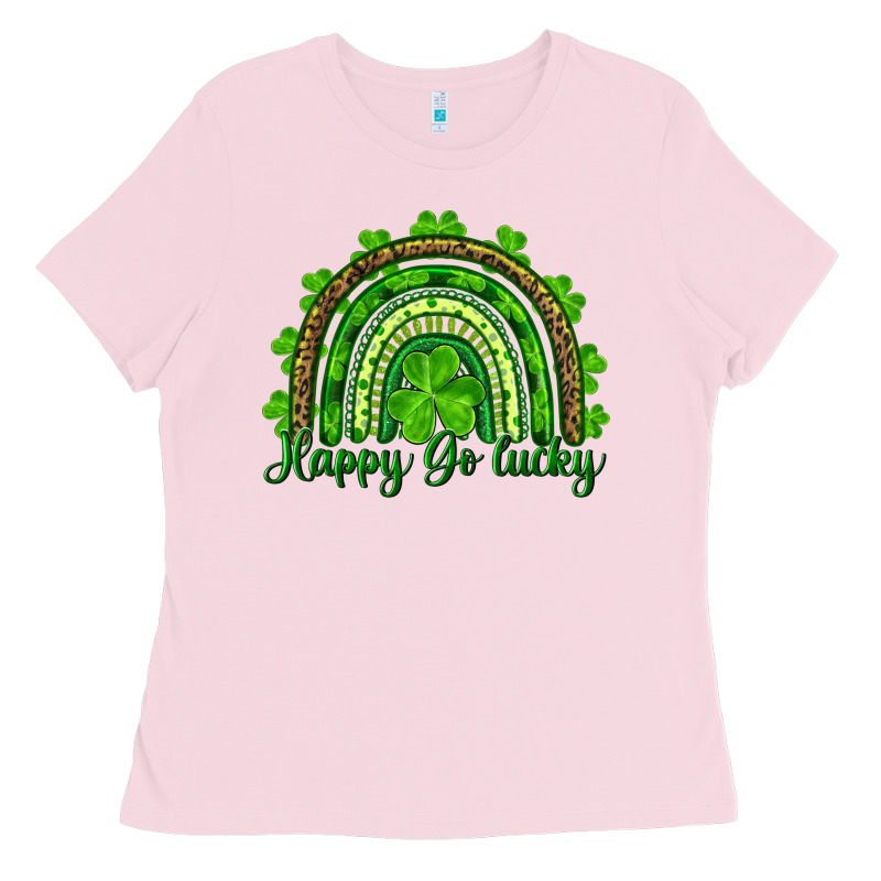 Saint Patricks Day Happy Go Lucky Rainbow Ladies Tee by RanaPortraitStore | Teevron