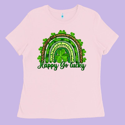 Saint Patricks Day Happy Go Lucky Rainbow Ladies Tee Designed By Ranaportraitstore