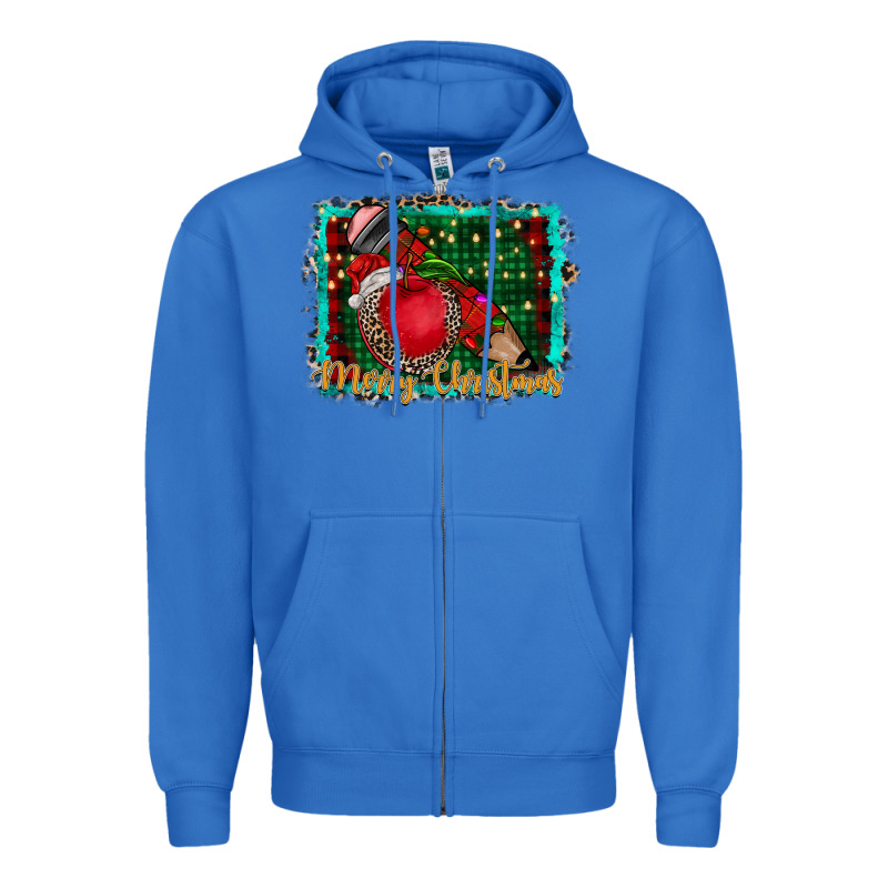 Merry Christmas Teacher Zipper Hoodie by CowhideDigitalArt | Teevron