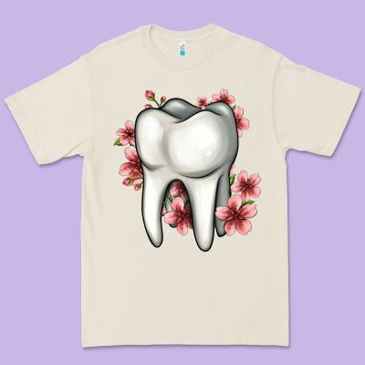 Floral Tooth Premium Tee Designed By Jasminsmagicworld