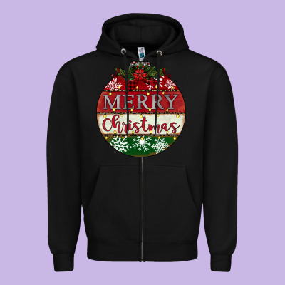 Merry Christmas Zipper Hoodie Designed By Cowhidedigitalart