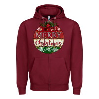 Burgundy merry christmas Zipper Hoodie - CowhideDigitalArt