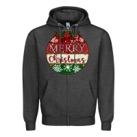Charcoal Heather merry christmas Zipper Hoodie - CowhideDigitalArt