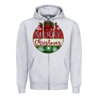 Heather Grey merry christmas Zipper Hoodie - CowhideDigitalArt