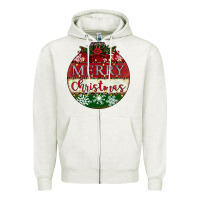 Oatmeal Heather merry christmas Zipper Hoodie - CowhideDigitalArt