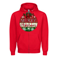 Red merry christmas Zipper Hoodie - CowhideDigitalArt