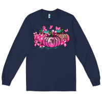 Navy Cancer pumpkins Cancer Awareness Long Sleeve Tee - HowdyJamesFarm