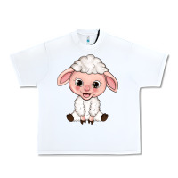 White Cartoon Lamb Urban Heavy Tee - HowdyJamesFarm