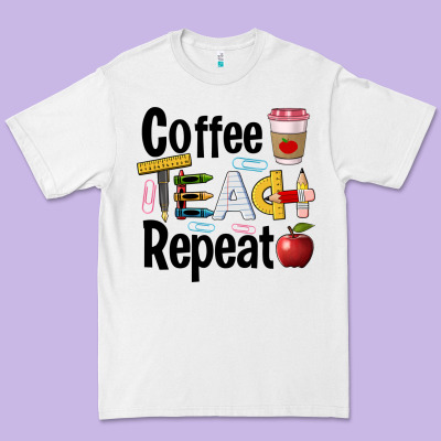 Coffee Teach Repeat Premium Tee Designed By Barkaloodesign