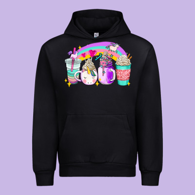 Unicorn Coffee Cups Urban Hoodie Designed By Adodesignshop
