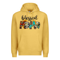 Antique Gold Blessed Mama Premium Hoodie - FaDigitalArtStudio