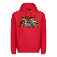 Red Blessed Mama Premium Hoodie - FaDigitalArtStudio