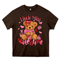 Chocolate Brown little miss valentine teddy bear Heavy Core Tee - LillyAllenDesigns