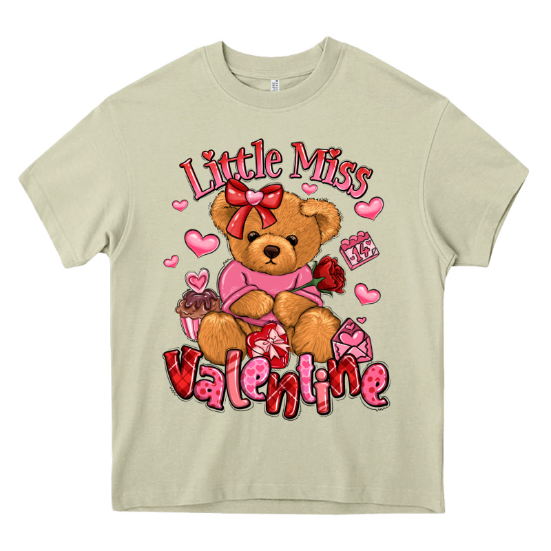 Little Miss Valentine Teddy Bear Heavy Core Tee by LillyAllenDesigns | Teevron