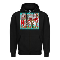 Black merry Christmas Zipper Hoodie - CowhideDigitalArt