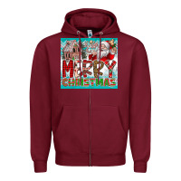Burgundy merry Christmas Zipper Hoodie - CowhideDigitalArt