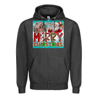 Charcoal Heather merry Christmas Zipper Hoodie - CowhideDigitalArt