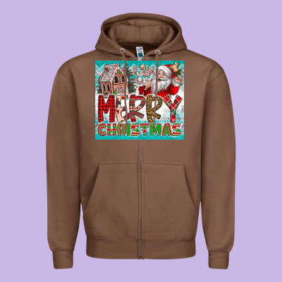 Merry Christmas Zipper Hoodie Designed By Cowhidedigitalart
