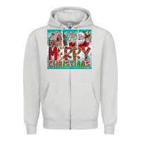 Dove Grey merry Christmas Zipper Hoodie - CowhideDigitalArt