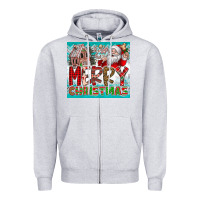 Heather Grey merry Christmas Zipper Hoodie - CowhideDigitalArt